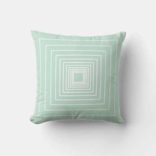 Seafoam mint green white squares minimalist throw pillow