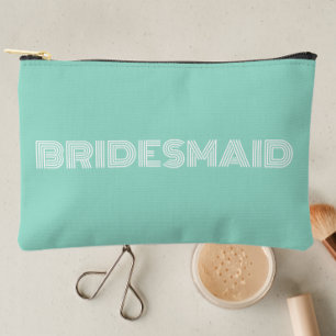 Seafoam Modern Typography Bridesmaid Accessory Pouch