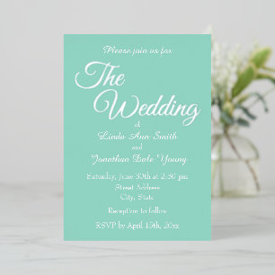 Seafoam Monotone Simple Style Wedding Foil Invitation
