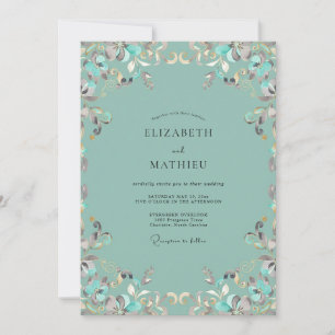 Seafoam Ornate Vine Wedding Invitation