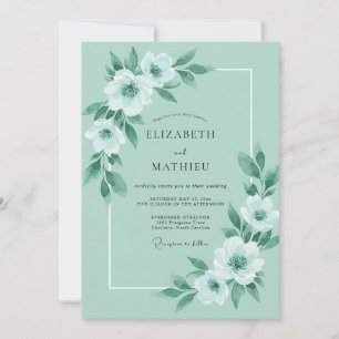 Seafoam Painted Peony Wedding Invitation