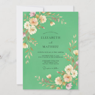 Seafoam Painted Vine Wedding Invitation