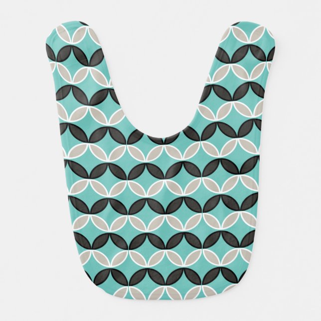 Seafoam patterned bib with pink on reverse (Front)