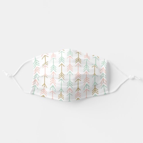 Seafoam Peach and Gold Arrows Pattern Adult Cloth Face Mask
