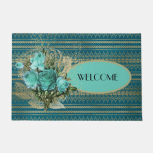 Seafoam Roses Bouquet Doormat