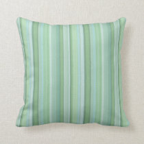Seafoam, Sage, & Baby Blue Striped Pattern Throw Pillow