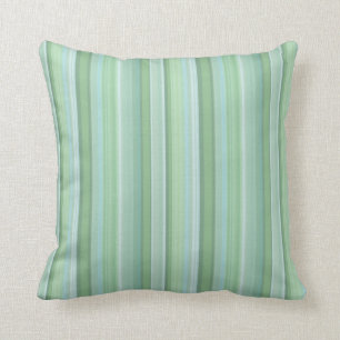 Seafoam, Sage, & Baby Blue Striped Pattern Throw Pillow