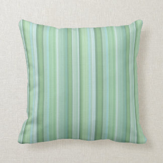 Seafoam, Sage, & Baby Blue Striped Pattern Throw Pillow