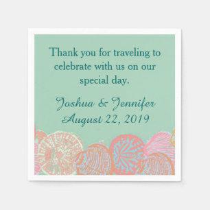 Seafoam Seashells Beach Wedding Napkins