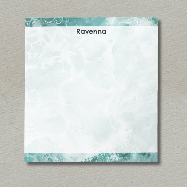 Seafoam Silver Striped Elegant Custom Script Name Notepad (Creator Uploaded)