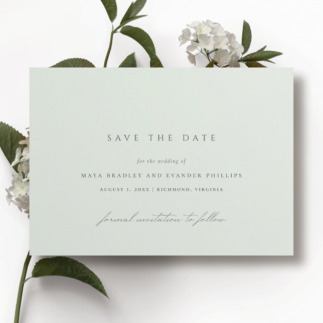 Seafoam | Simple Elegant Light Green Wedding Save The Date (Creator Uploaded)