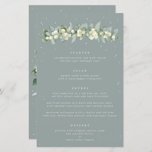 Seafoam SnowberryEucalyptus 4 Course Wedding Menu