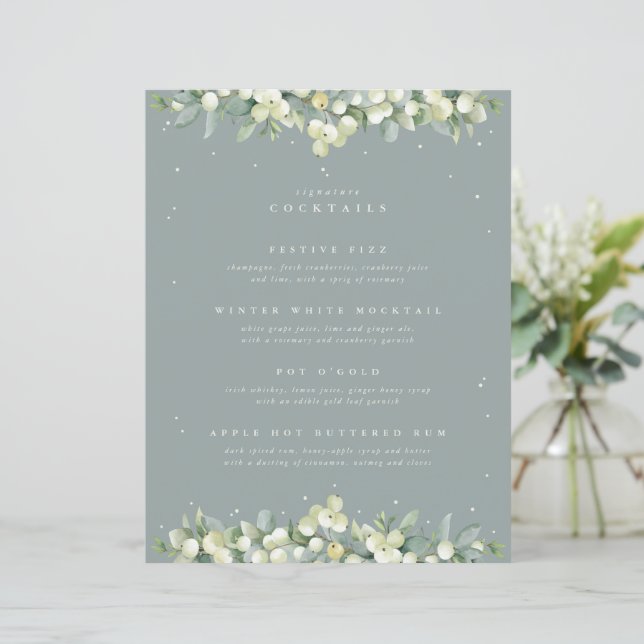 Seafoam Snowberry+Eucalyptus Wedding Drinks/Bar (Standing Front)