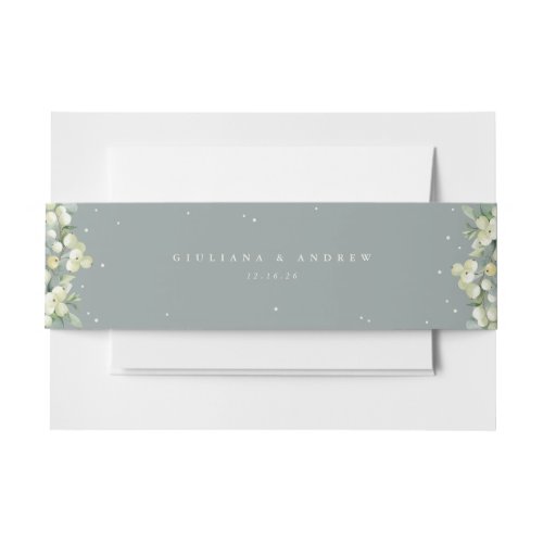 Seafoam SnowberryEucalyptus Wedding Landscape Invitation Belly Band