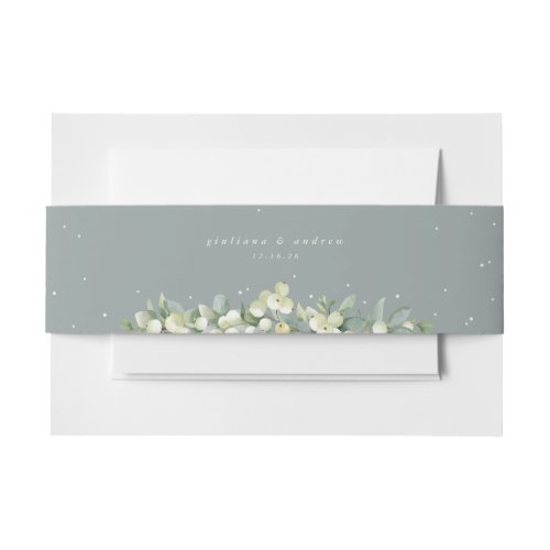 Seafoam SnowberryEucalyptus Wedding Landscape Invitation Belly Band