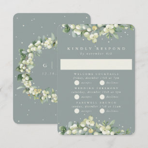 Seafoam Snowberry+Eucalyptus Wedding Multi-Event RSVP Card