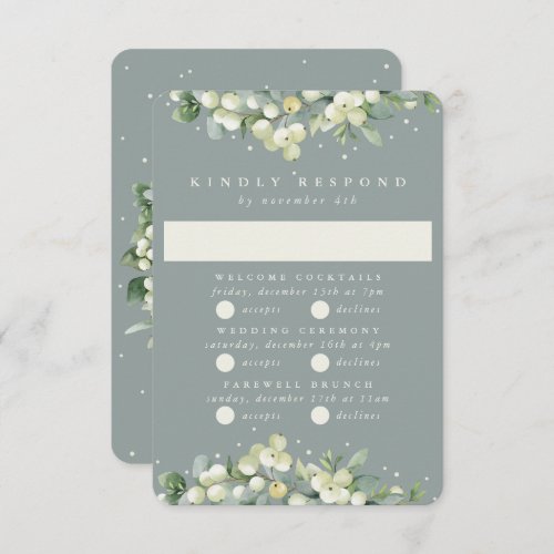 Seafoam SnowberryEucalyptus Wedding Multi_Event RSVP Card