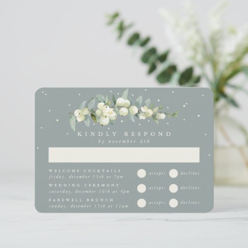 Seafoam SnowberryEucalyptus Wedding Multi_Event RSVP Card