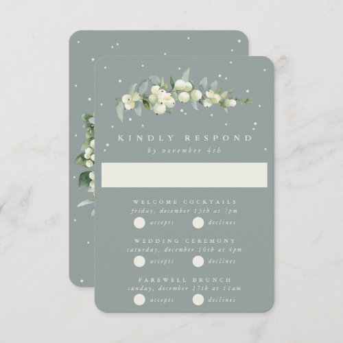 Seafoam SnowberryEucalyptus Wedding Multi_Event RSVP Card