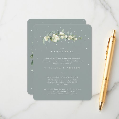 Seafoam SnowberryEucalyptus Wedding Rehearsal Enclosure Card