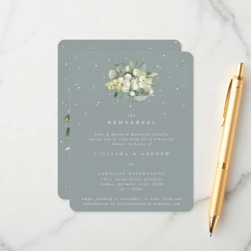 Seafoam SnowberryEucalyptus Wedding Rehearsal Enclosure Card