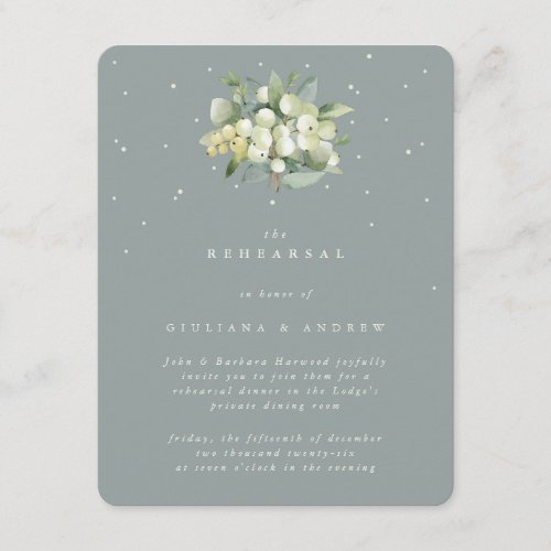 Seafoam SnowberryEucalyptus Wedding Rehearsal Enclosure Card