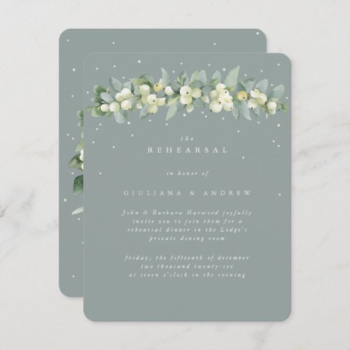 Seafoam SnowberryEucalyptus Wedding Rehearsal Enclosure Card