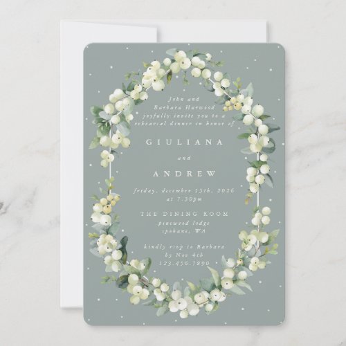 Seafoam SnowberryEucalyptus Wedding Rehearsal Invitation