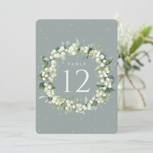 Seafoam SnowberryEucalyptus Wedding Table Number