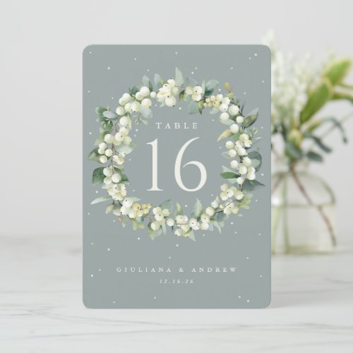 Seafoam SnowberryEucalyptus Wedding Table Number