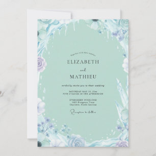 Seafoam Soft Lilac Wisteria Wedding Invitation