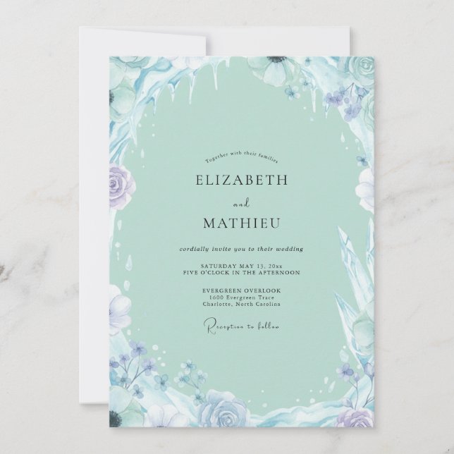 Seafoam Soft Lilac Wisteria Wedding Invitation (Front)