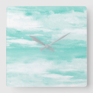 Seafoam Square Wall Clock