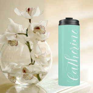 Seafoam Stylized Name Wedding Bridesmaid Thermal Tumbler
