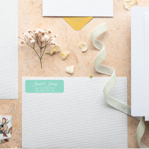 Seafoam Stylized Names Wedding Address Label