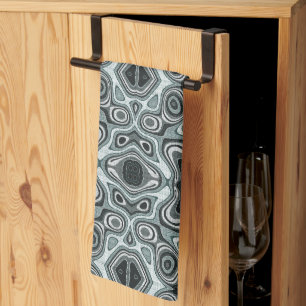 Seafoam Teal Green Gray Hip Bohemian Bali Art Kitchen Towel