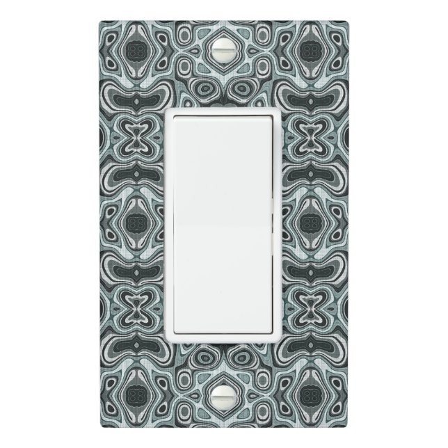 Seafoam Teal Green Gray Hip Bohemian Bali Art Light Switch Cover (In Situ)