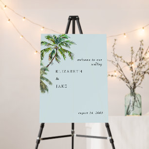 Seafoam Tropical Foliage Palm Tree Wedding Welcome Foam Board