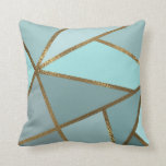 Seafoam Turquoise Green Blue & Bronze Geometric Throw Pillow<br><div class="desc">Custom pillow</div>