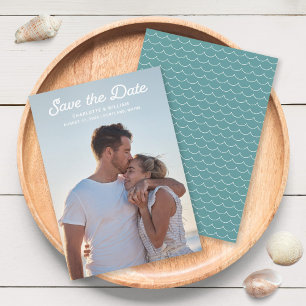 Seafoam Waves Full Photo Save the Date Card