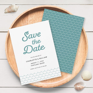 Seafoam Waves Save the Date Card