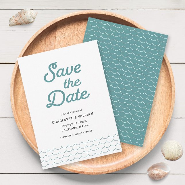 Seafoam Waves Save the Date Card (Creator Uploaded)