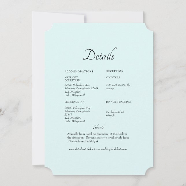 Seafoam White Hydrangea Floral Wedding Detail Invitation (Front)