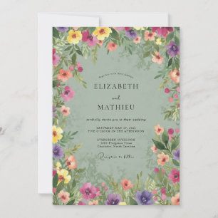 Seafoam Wildflower Wedding Invitation