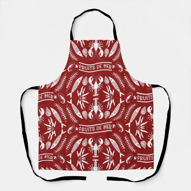 Seafood Art Decor Prints Apron (Front)