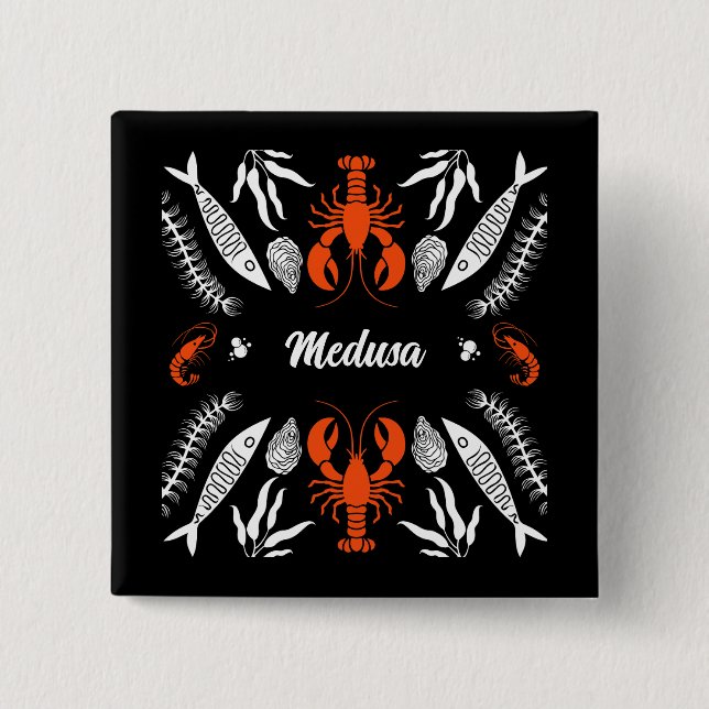 Seafood Art Decor Prints Button (Front)