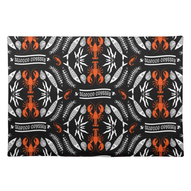 Seafood Art Decor Prints Cloth Placemat (Front)