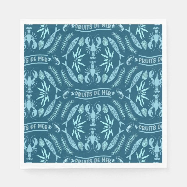 Seafood Art Decor Prints Napkins (Front)