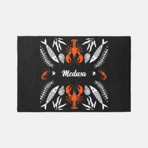 Seafood Art Decor Prints Outdoor Rug
