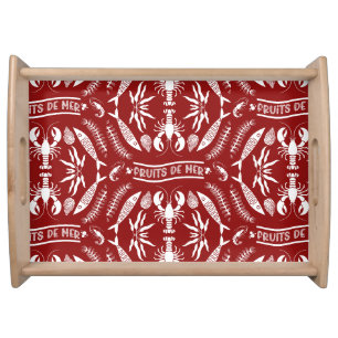 Seafood Art Decor Prints Serving Tray